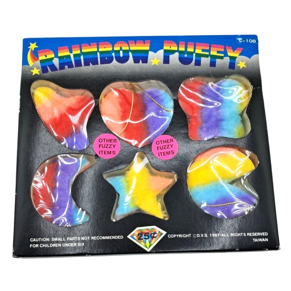 Vintage 1987 Rainbow Puffy Hanging Plush‎ Gumball Toy Machine Header Topper Card